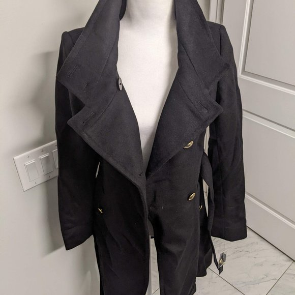 Tahari Izzy Funnel Collar Wool Blend Coat - Picture 2 of 16